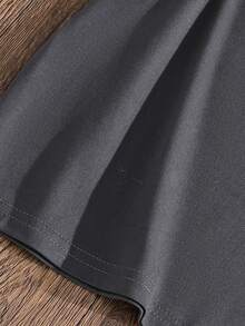 男童趣味字母标语“Tung Tung Tung Sahur”及木偶图案印花短袖T恤，休闲夏季款 - 深灰色 - 查看 6