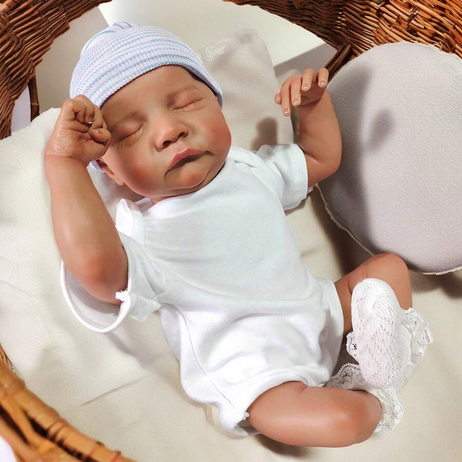 18英寸重生娃娃，触感柔软，3D皮肤，手工绘制，血管清晰可见，手工植入头发，全乙烯基身体，儿童生日、圣诞节/新年礼物 - 如圖 - 查看 1