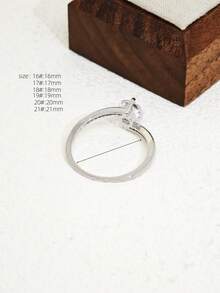 1 chiếc nhẫn tròn kín cổ điển, thanh lịch, đính đá Cubic Zirconia lấp lánh, thích hợp cho đám cưới. - Bạc - Xem 2