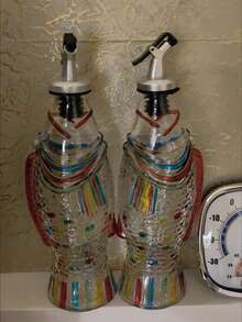 1/2pcs Handpainted Fish Shaped Glass Oil Bottle, Kitchen Oil Jar, Soy Sauce Vinegar Seasoning Bottle, 2026 New, Oil-Resistant, Bohemian Style - View 12