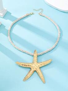 1pc Oversized Starfish Pendant Necklace, Summer - Multicolor - View 4