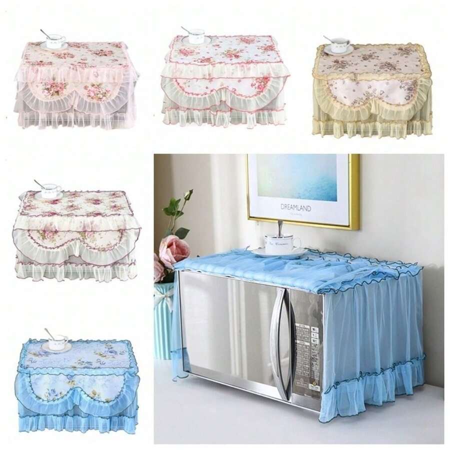 Romantic Lace Microwave Cover Flounce Home Decor Polyester Square Home Cover Cloth Modern Minimalism High-Quality - Multicolor - View 1