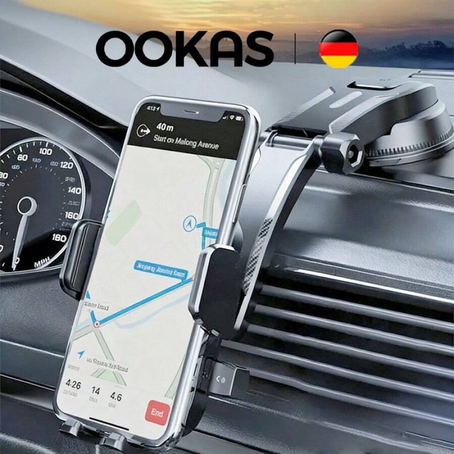 OOKAS车载仪表盘手机支架 - 360°旋转，强力吸盘，灵活设计 - A - 查看 1