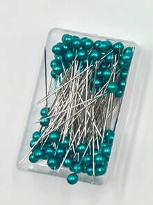 100pcs Pearl Straight Pins In Box, Suitable For Sewing, DIY Crafts, Positioning And Fixing Pins, Fashion Accessory Design, Multi-Color Options: Red, Yellow, Green, Sky Blue, Black, Pink, Fuchsia, White, Colorful - Colored Boxed Pearlescent Needles - View 10