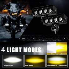 2-Piece 160W Magnifying Auxiliary Headlights With 4 Modes And Strobe For Car, Motorcycle, Dual Color LED, Waterproof - A - View 3