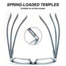 3-Pack Photochromic Reading Glasses High-End Spring Hinges Lightweight For Office And Travel Unisex Quality Eyewear Ideal For Halloween And Christmas Gifts - Black Gray + Black Blue + Black and White - 查看 8