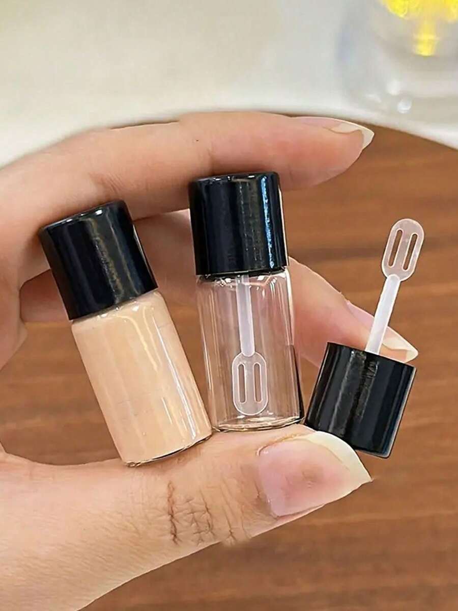 6个迷你玻璃旅行瓶，适用于粉底液、遮瑕膏和唇彩，每个容量4毫升/0.1盎司，便携式化妆品容器，带旋转盖，无香型，非常适合存放化妆品小样和洗漱用品。 - 彩色 - 查看 1