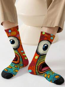 1 双 360 男士袜子 – 趣味十足的全幅印花，印有滑稽的表情，柔软舒适，弹性极佳，这款时尚休闲街头嘻哈 360 袜子非常适合用作压缩装备、情人节袜子或宽松的孕妇袜。 - 彩色 - 查看 4