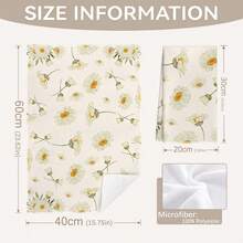 MEMNUN 2条夏季黄绿色水彩雏菊图案厨房毛巾，尺寸为15.75*23.62英寸（40*60厘米），采用柔软超细纤维材质，是厨房和餐厅装饰的理想之选，四季皆宜 - 彩色 - 查看 3