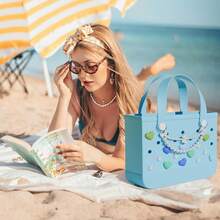 Charms, Pearls & Pearls Bow Chain Accessories For Beach Tote Bags, Decorative Add - Ons To Customize Bogg Bags And Similar Totes Beach Bag Decorations - Cold Color Heart - View 6