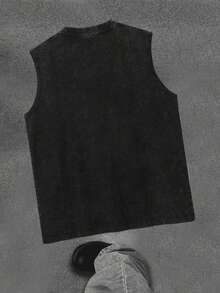 Disney Animal Kingdom  & Friends 230GSM Vintage Washed Streetwear Tank Top - 黑色 - 查看 2