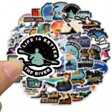 Kayak Kayaking Stickers 50 Pcs Canoe Kayaker Waterproof Vinyl Decals Bottles Laptop Refrigerator Luggage Computer Mobile Phone Skateboard Bike Dcor - Multicolor - View 5