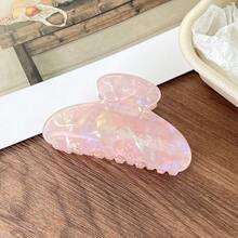 2pcs Orange Mermaid Marble Gradient Semicircle Hair Clips, Elegant High-End Suitable For Balls, Parties, Tea Parties - Multicolor - View 6