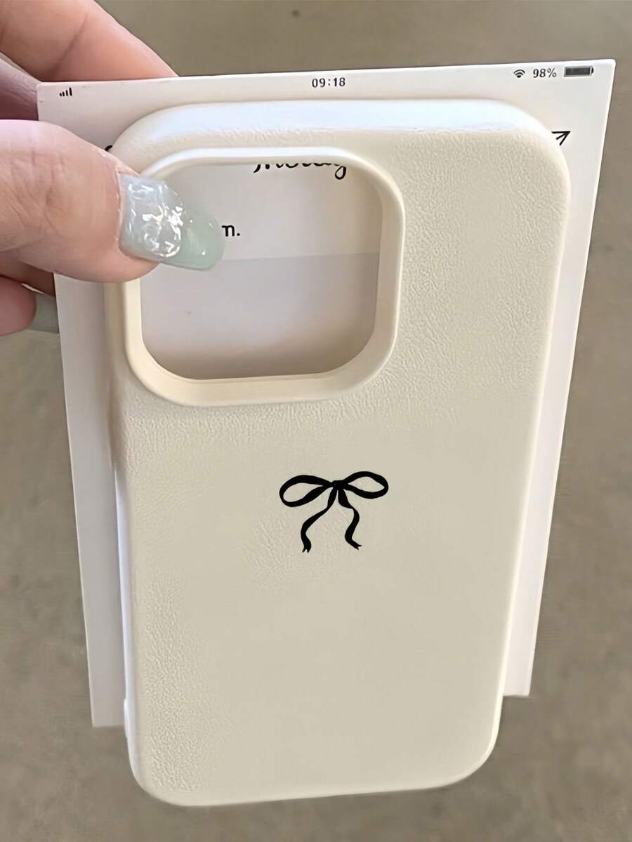 蝴蝶结单件装白色哑光纹理极简黑色镂空蝴蝶结手机壳，兼容 16 Pro Max、17/16/15/14 Plus、13/12/11、Air 系列 - 彩色 - 查看 1