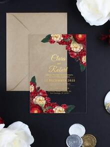 Acrylic Wedding Invitation: Custom Elegant Party Invites, Custom Acrylic Wedding Invitation, Acrylic Invites, Luxury Invite, Transparent Invitation, Custom Acrylic Wedding Invitation, Acrylic Invites, Minimalist Acrylic Invite, White Ink Acrylic Invitation, Transparent Invitation - Multicolor - View 21