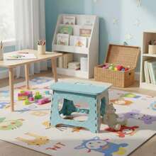 Banqueta Banco Plástico Dobrável Colorida Compacta Funcional - Azul bebê - Visão 2