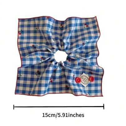 Large Plaid Scrunchie, Square Hair Tie, High-End Hair Accessory, For Tying Hair, Oversized Hair Decoration