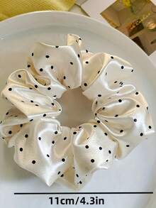1pc French Satin Polka Dot Scrunchie - Retro Soft Elastic Hair Tie, Bun Holder Hair Rope Ponytail Holders Scrunchy Hair Ties Beauty Home Hair Accessories - Multicolor - View 4