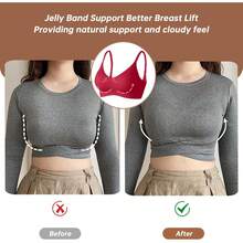 OEAK Womens Wireless Bras Comfortable Push Up Bra No Underwire Bra Full Support Lift Bralette Everyday Seamless Tshirt Bras - 酒紅色 - 查看 5