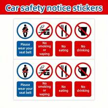2pcs/Set, No Smoking, Smoking, Drinking, Eating, Please Fasten Seatbelt Car Stickers - Car, Taxi Safety Rules Stickers - 2 No  Stickers - View 6