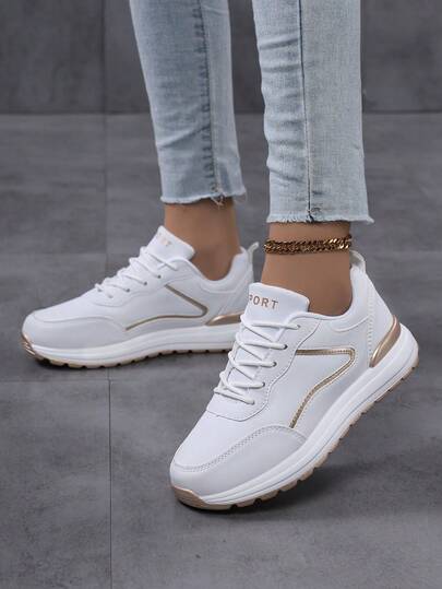 New Versatile Plus Size Casual Lightweight Women Shoes, Women's White & Gold Splice Sneakers, Women's Platform Sneakers, Women's Leather Running Shoes, Women's Fashion Sneakers, Women's Gold Casual Shoes, Women's Round Toe Lace-Up Travel Shoes, Women's Shoes, Men's Thick Sole Shoes, Lace-Up Simple Couple Travel Shoes, Men's Sneakers, Men's Casual Shoes, Women's White Sneakers, Women's Shoes, Men's Shoes