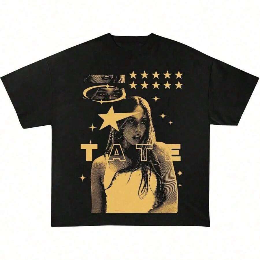 2026 Summer ClothesWashed T Shirt Frank Oceans Blonde Album Music Hip Hop Vintage T-Shirts Oversize Streetwear Cotton Summer Tees For Men WomenLoose A - 黑4 - 查看 1