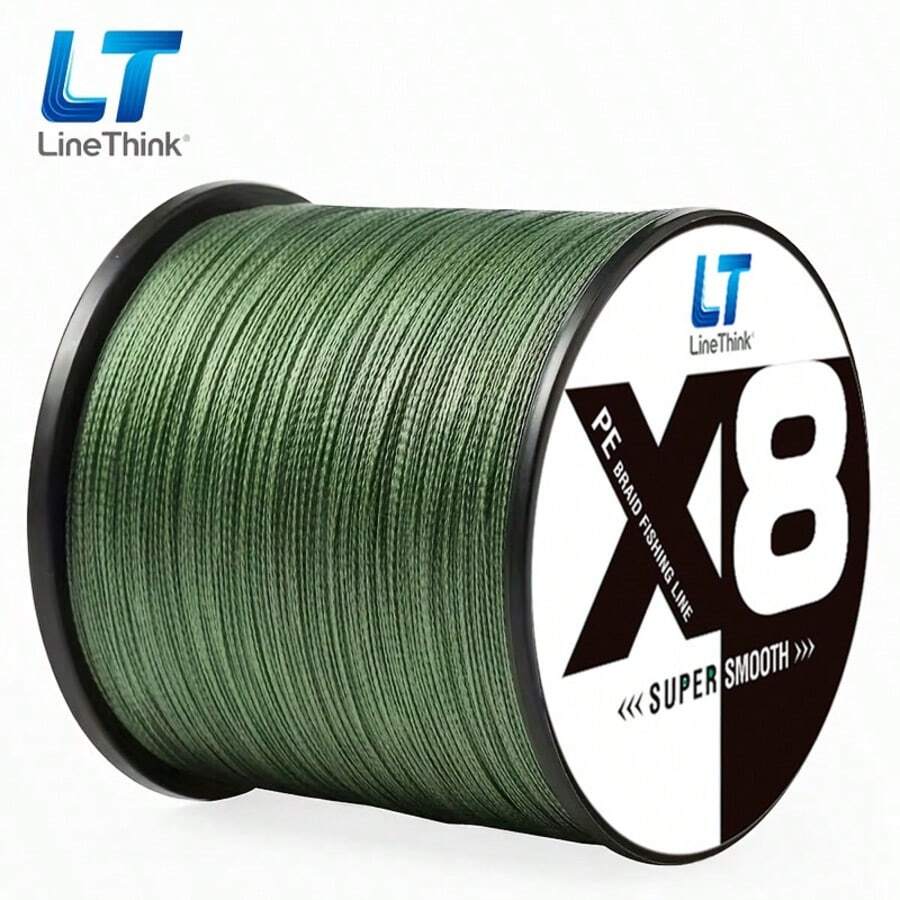 LineThink 300m/500m 8-Strand PE Braided Fishing Line, Multi-Strand Braided, Professional Grade Durable For Saltwater & Freshwater, Thin Coating, Zero Stretch, High Knot Strength - Army Green - View 1