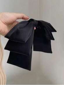 1 pezzo Fermaglio per capelli elegante e alla moda da ragazza con fiocco in raso a triplo strato, accessorio per capelli a molla, adatto per uso quotidiano o come regalo per compleanni, festività, Natale, Capodanno - Rosa - Visualizzare 6