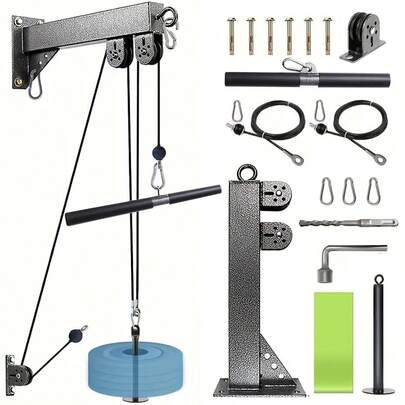 Fitness Wall Mount Pulley System Lat Pull Down Low Row Cable Machine For Home