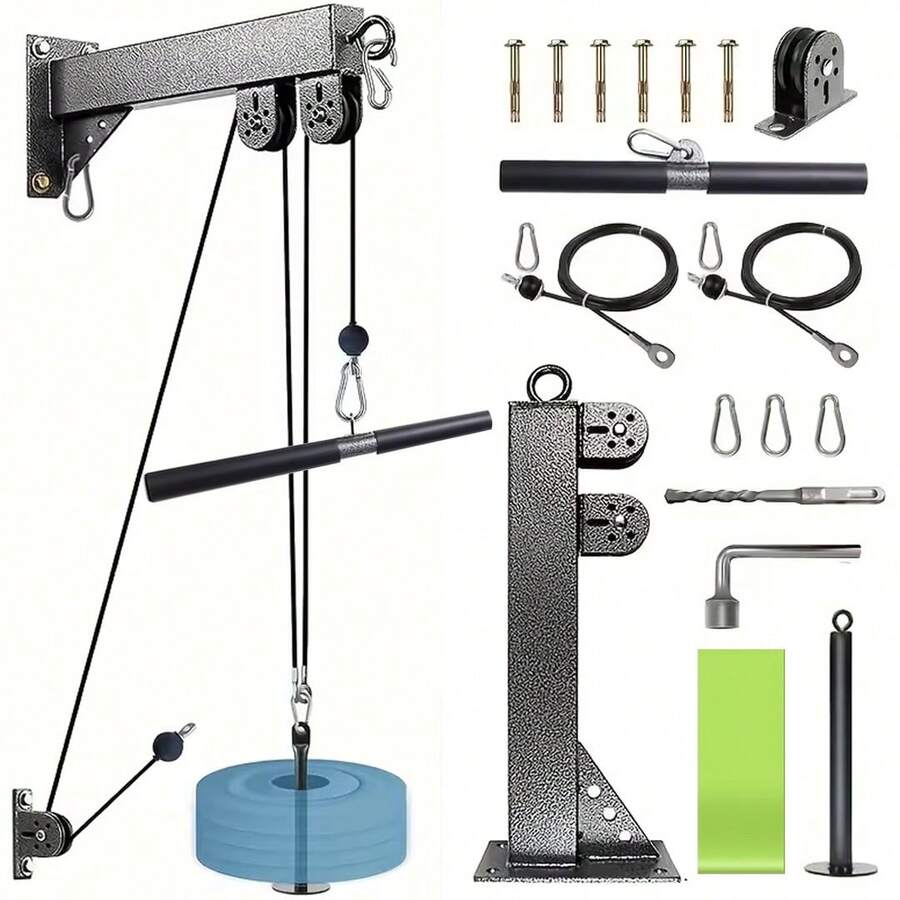 Fitness Wall Mount Pulley System Lat Pull Down Low Row Cable Machine For Home - Default - View 1