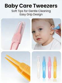 4pcs/1set Baby Daily Care Cleaning Tweezers Round Head Clamps, Newborn Care Set, Infant Nail Clipper 4-Piece Material, Children's Trimming Care Tools, Newborn Gift Set, Newborn Care Tools, Newborn Care Gift - Multicolor - View 7