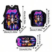 3件套/1件 K-POP 女团背包套装，高清印花手提包套装，适合青少年日常使用，轻便时尚通勤包，大容量旅行包带收纳袋，适合青少年 - 多色 - 查看 8