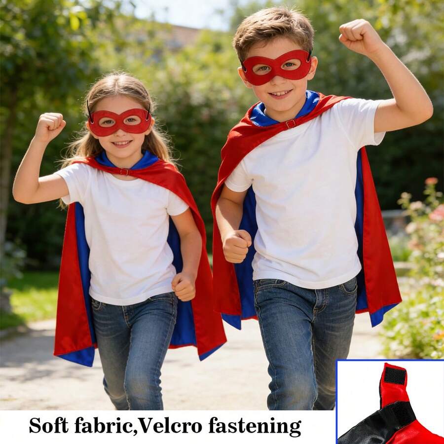 Hero Cloak & Mask Set, Kids Roleplay Costume Combo, Boys Superhero Dress Up, Holiday Party Outfit, Includes Reversible Hero Cloak & Hero Mask, Unisex, Girls Shawl, Halloween Costume, Birthday Gift, Holiday Gift, Party Favor, Halloween Gift, Christmas Gift, Surprise Gift