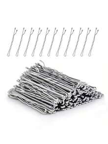 50/100/150/200个黑色简约纯色发夹，5厘米，适合女性和女孩，黑色发饰，小巧黑色发卡，发夹，发卡，防毛躁发夹，波浪发夹，女士发型夹 - 銀色 - 查看 2