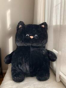 1个32厘米/12.6英寸毛绒猫玩偶，黑色猫咪，可爱的小猫玩偶，适合儿童，圣诞礼物，柔软的礼物，送给女性的礼物，送给男孩女孩的礼物，女孩玩偶，幼儿玩偶，圣诞装饰，房间装饰，酷炫黑猫 - 黑色 - 查看 7