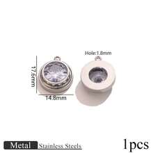 1 pieza Juego de joyería de collar con colgante y aretes de acero inoxidable con zafiro azul y cristal transparente, versátil y de moda, adecuado para mujeres - colgante - Ver 9