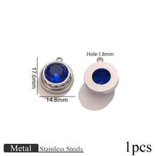 1 pieza Juego de joyería de collar con colgante y aretes de acero inoxidable con zafiro azul y cristal transparente, versátil y de moda, adecuado para mujeres - colgante - Ver 8