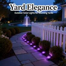 30Pcs Solar LED Pathway Lights Outdoor, 32Ft/10M,8 Modes, Solar Garden Lights Waterproof, Multi Color Landscape Stake Lights, In-Ground Yard Lawn Walkway Lights For Patio Backyard Camping Party Garden Decor - 紫色燈光 - 查看 3
