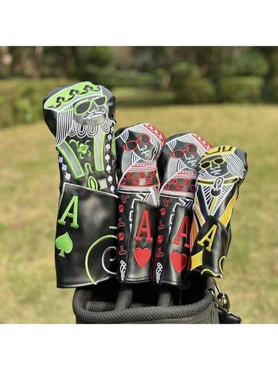 أغطية رؤوس أعواد الغولف المطرزة بشعار البوكر لأعواد الغولف الهجينة والخشبية والبتر والحديدية