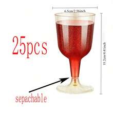 2/1pc 161.6ml Gold Glitter Champagne Cocktail Glass, Suitable For Wedding, Birthday, Bridal, Graduation Party, Reusable - Clear - View 16