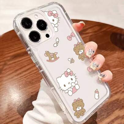 SANRIO 1 pieza Nuevo estuche de teléfono transparente y minimalista con diseños de Kitty, corazón y caballo, de moda para iPhone 11/12/12 Pro, 13/14/15, 13 Pro/14 Pro/15 Pro, 12 Pro Max/13 Pro Max/14 Pro Max/15 Pro Max, 16, 16 Pro, 16 Pro Max, 17, 17 Pro, 17 Pro Max, TPU a prueba de golpes, regalo ideal para parejas, cumpleaños, Día de San Valentín