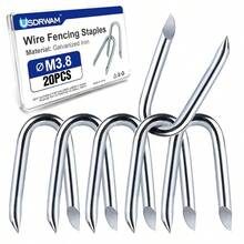 Wire Fencing U Nails, Galvanized Steel, Heavy Duty Fence Fasteners Wire Mesh And Woven Fence Installation (20 Pack) - A - View 1
