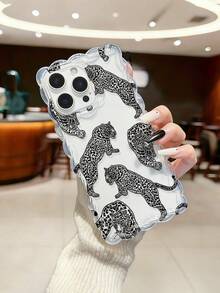 编织波浪边极简优雅TPU动物豹纹彩绘防震保护手机壳，兼容 17 Pro/17 Air/17/17 Pro Max、16/11/16 Pro/16 Plus/16 Pro Max/16 e/15 Pro Max/13/14/12/XS/XR/7G/8 Plus/XR/7/8，彩绘保护软壳，适用于 15 Pro Max、13、14、12、X、14，编织波浪边TPU防震软壳 - 彩色 - 查看 3