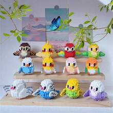 1件装鹦鹉创意积木套装 - DIY卡通动物模型，送给亲朋好友的礼物 - 色彩缤纷的组装装饰品，绝佳的生日礼物 - 棕色 - 查看 6