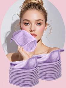 3/6/12pcs Makeup Remover Pads, Edged Design, Reusable, Soft & Moisturizing Cleansing Wipes - Multicolor - View 1