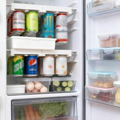 Soda Can Organizer And Dispenser For Refrigerator/Pantry, Hanging Fridge Can Organizer – Adjustable Under-Shelf Soda Dispenser For Refrigerator, Holds 8 Cans, Space-Saving , Easy Installation, Kitchen Storage Products