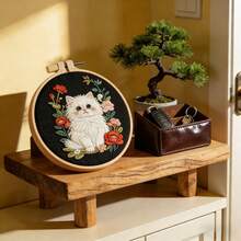1 Set Diy Hand Embroidery Supplies Animal Cat Theme Embroidery Decorative Painting, Color Random Wind Around Organizer Included - Multicolor - View 31