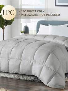1pc All-Season Lightweight & Breathable Gray Quilted Comforter, Super Soft & Skin-Friendly, Suitable For Home, Dorm Use, Ideal For Bedroom & Spring Decor - Grey - View 3