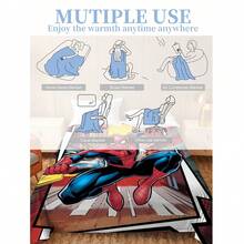 Marvel Spider-Man Themed Flannel Blanket, With Dense Spider-Man Figures And Web Elements, Strong Visual Impact, Main Colors Are Red, Blue And White, Warm And Soft, Can Be Used As Sofa Cover, Nap Blanket, Bedding Decor Blanket, Etc. - Burgundy - View 9
