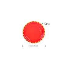 Red & Gold Rim Disposable Tableware Set, Includes 7/9 Inch Paper Plates, Paper Cups, Paper Napkins, Suitable For Birthday Party, Holiday Party, Gathering, Celebration, Wedding Tea Party, Graduation Ceremony Disposable Party Supplies - Bright Red - View 10
